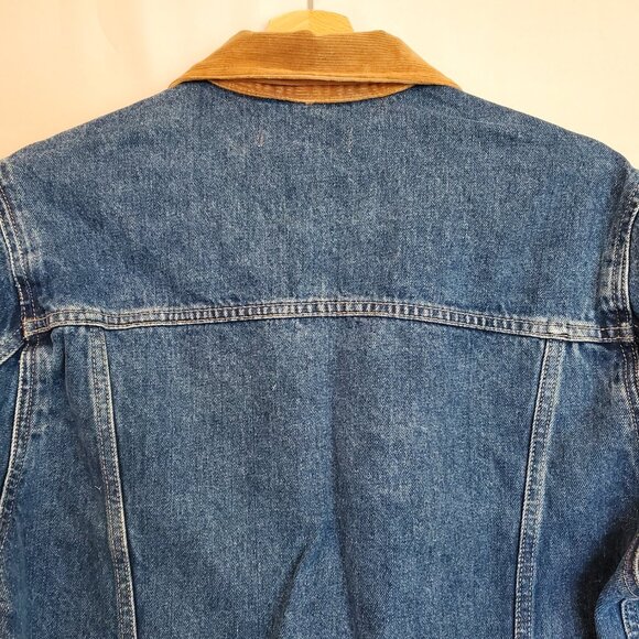 Warp + Weft Denim Trucker Jacket Indigo Adult Med Corduroy Chore Cabin Retro - Picture 6 of 14